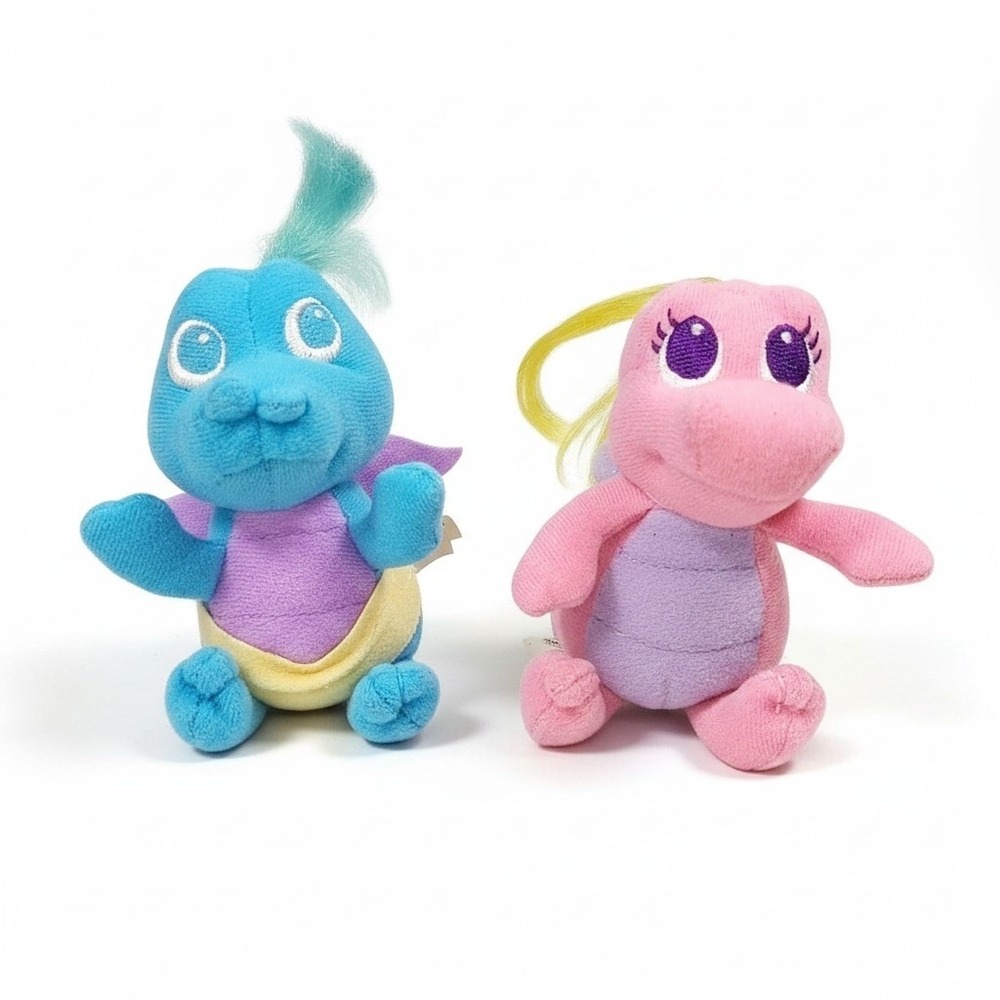 VTG 2000 Playskool Dragon Tales Peek 'n Hatch Boyo & Raya Plush Set Mini Dragon